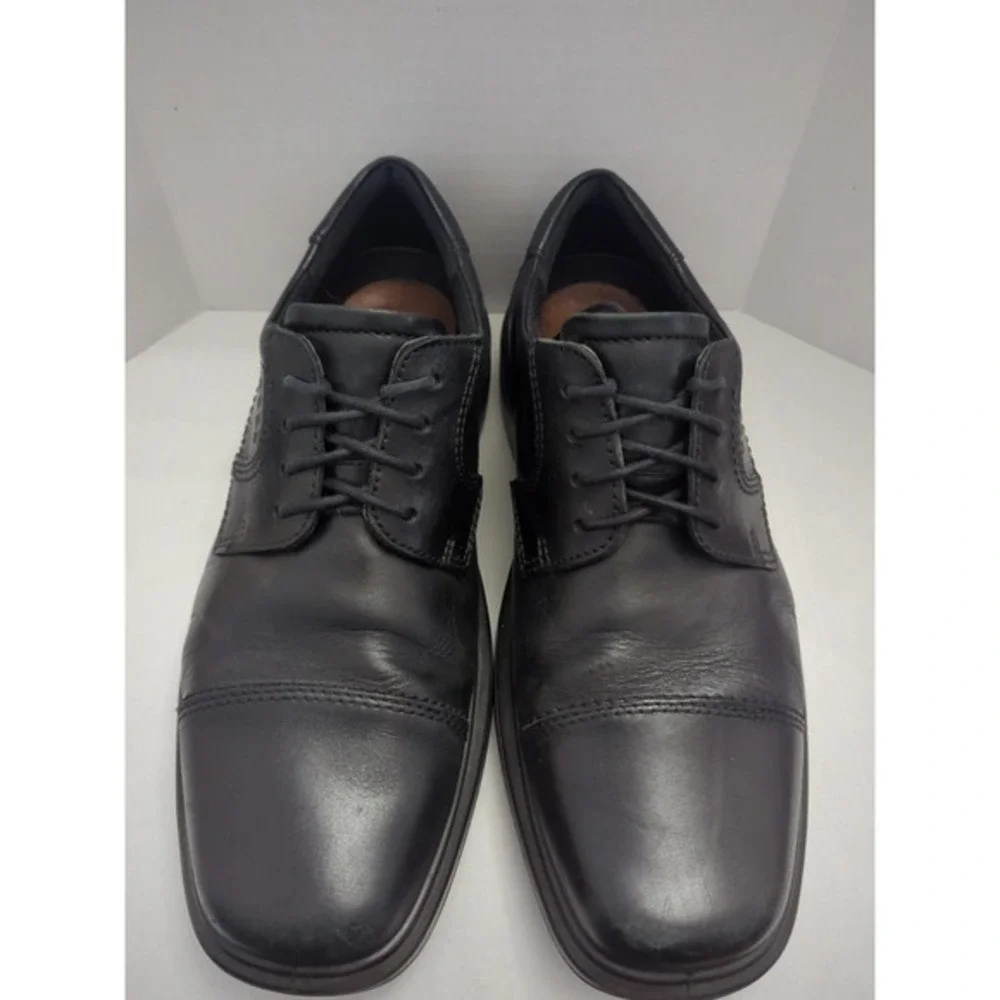 Ecco Helsinki Black Leather Lace Up‎ Oxfords Cap Toe Men's Size 43 US 9-9.5